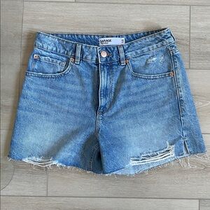 Garage Light Blue Distressed Denim Shorts